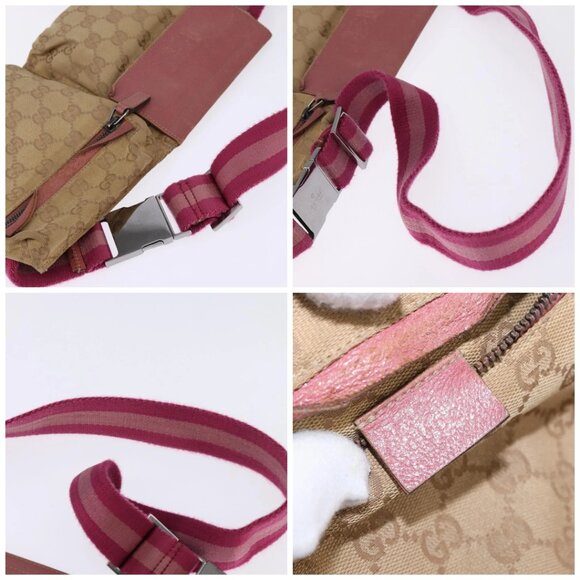 GUCCI GG Canvas Sherry Line Waist Bag Beige Pink Silver 28566 Auth 144532 - Picture 16 of 16